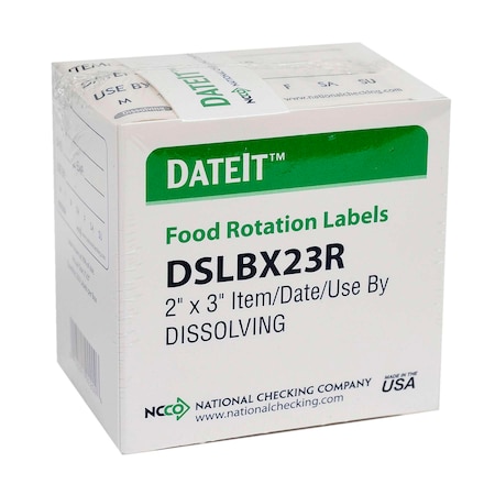 National Checking National Checking 2"x3" Shelf Life Dissolvable Label Box, PK250 DSLBX23R